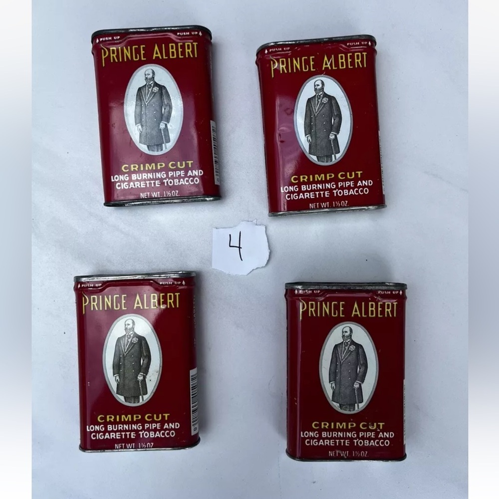 Vintage Lot of 4 Empty Prince Albert Cans - Collectible Tin Containers 4